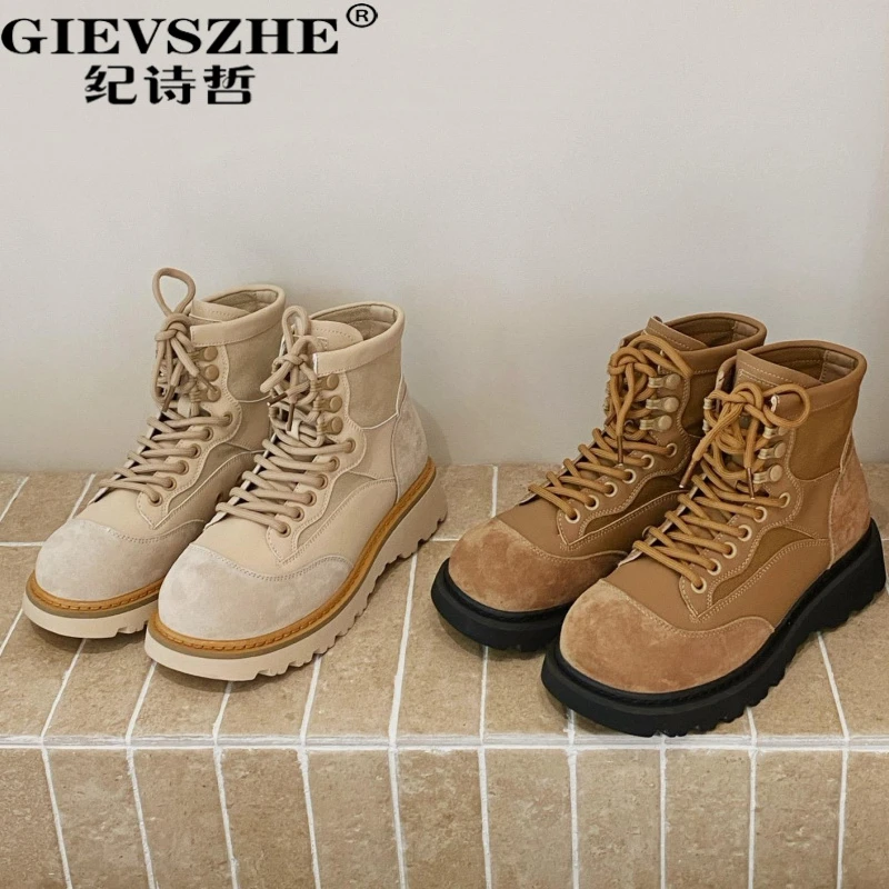 纪诗哲户外马丁靴女秋季新款英伦风短筒秋季英伦风厚底短筒马丁靴
