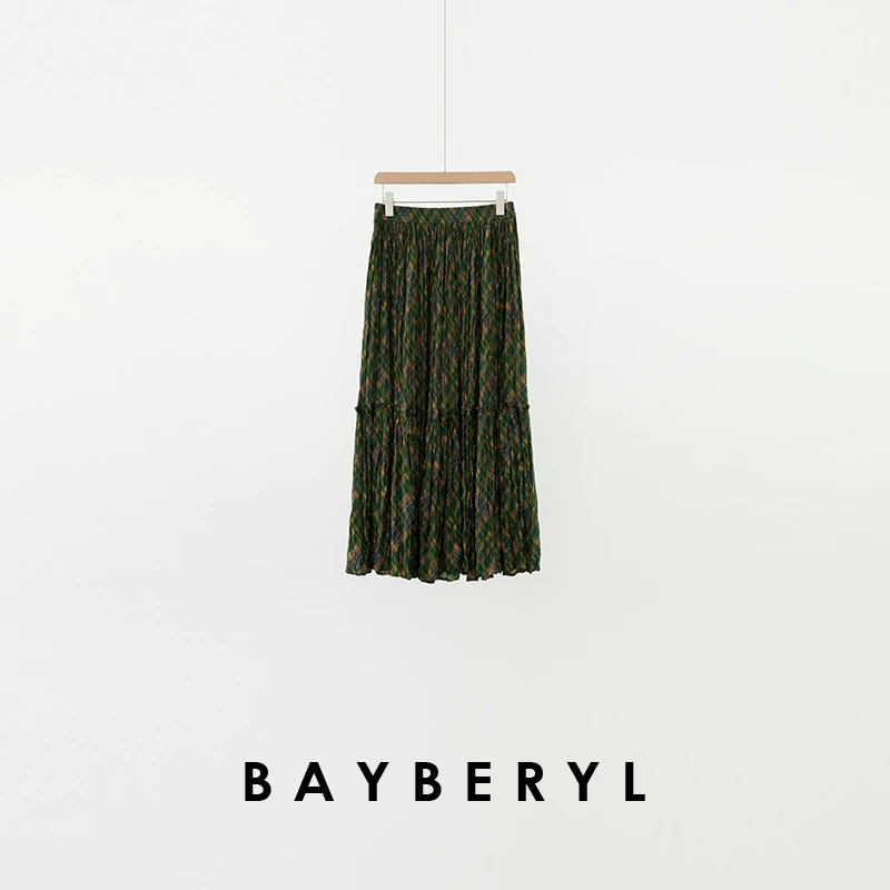 领券-BAYBERYL老贝水墨*花卉印花松紧腰真丝半身裙YQ5E1929-5/18