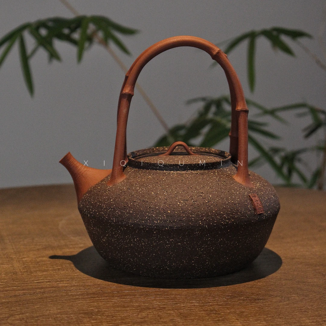 喜器陶瓷乌金砂洋桶提梁壶约400-550cc烧水煮茶壶功夫茶砂銚壶