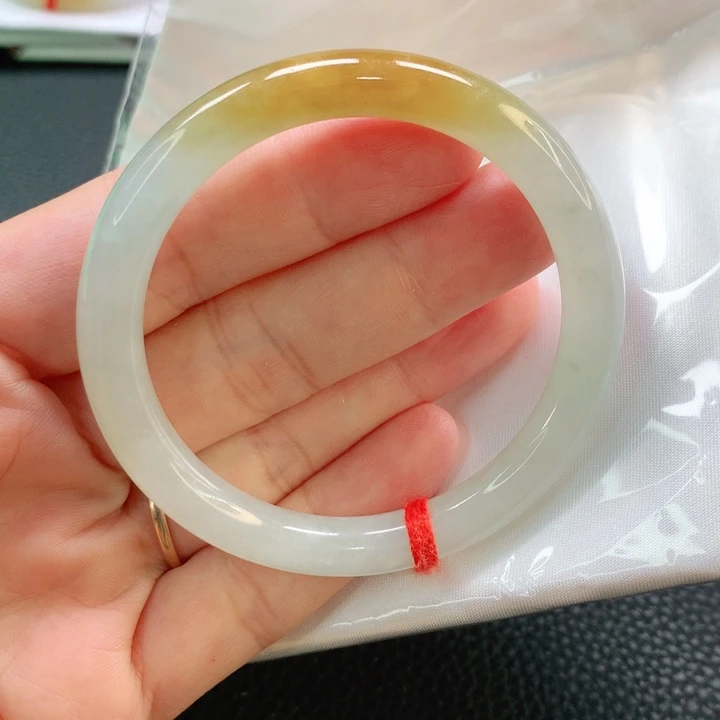翡翠手镯足金镶嵌51.5圆