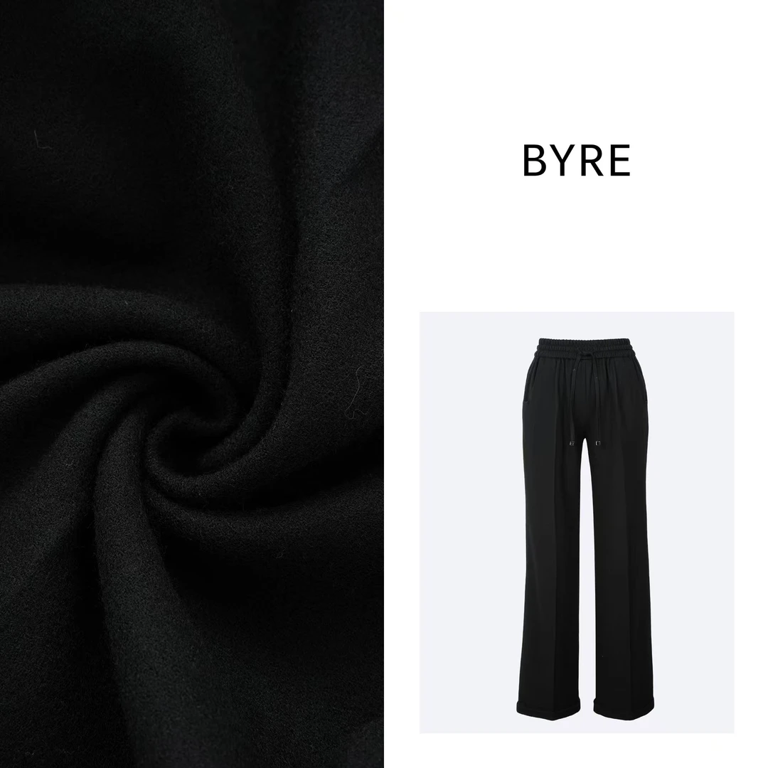 BY439 黑色松紧腰抽绳休闲裤【干洗】