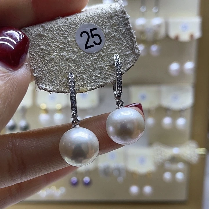 淡水珍珠耳饰银S925镶嵌