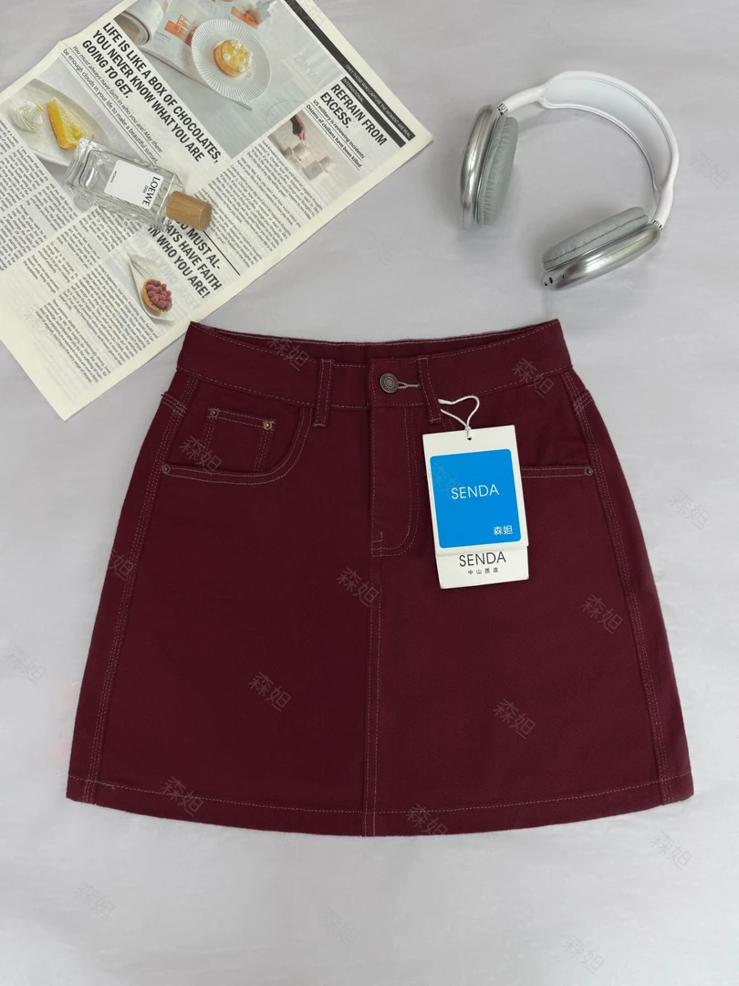 【森妲】新款卡拉红短裙显瘦高腰时尚休闲百搭女士早秋包臀潮流A款