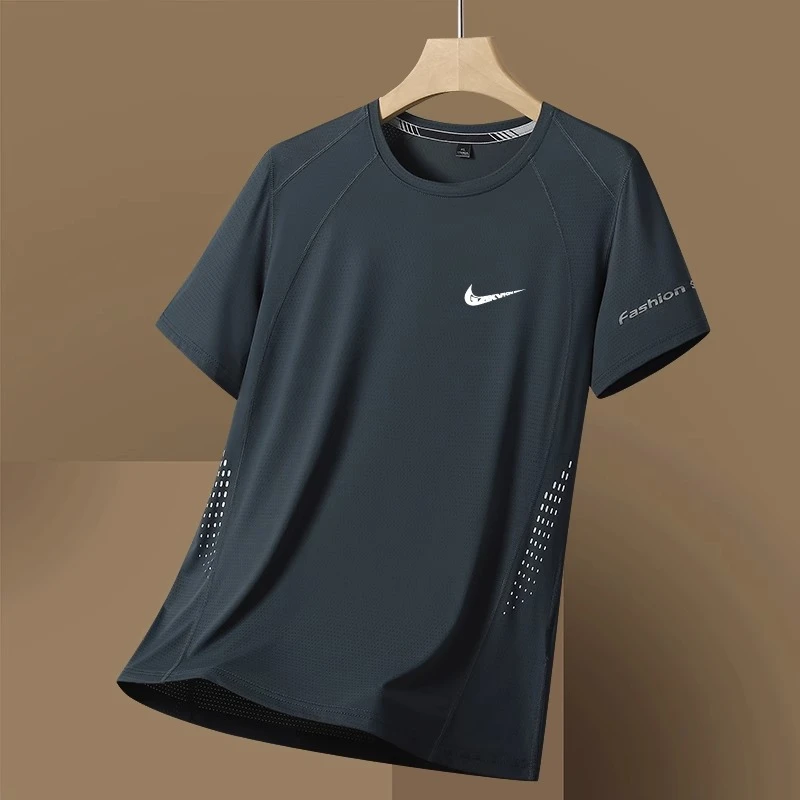 一折专区|奥莱|夏季冰丝短袖t恤男速干透气大码宽松健身半袖