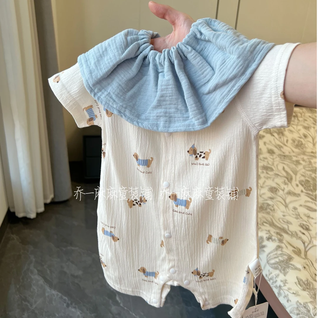 【夏季棉纱】婴儿连体衣纯棉 a类包屁衣宝宝夏季薄款衣服新生儿短袖