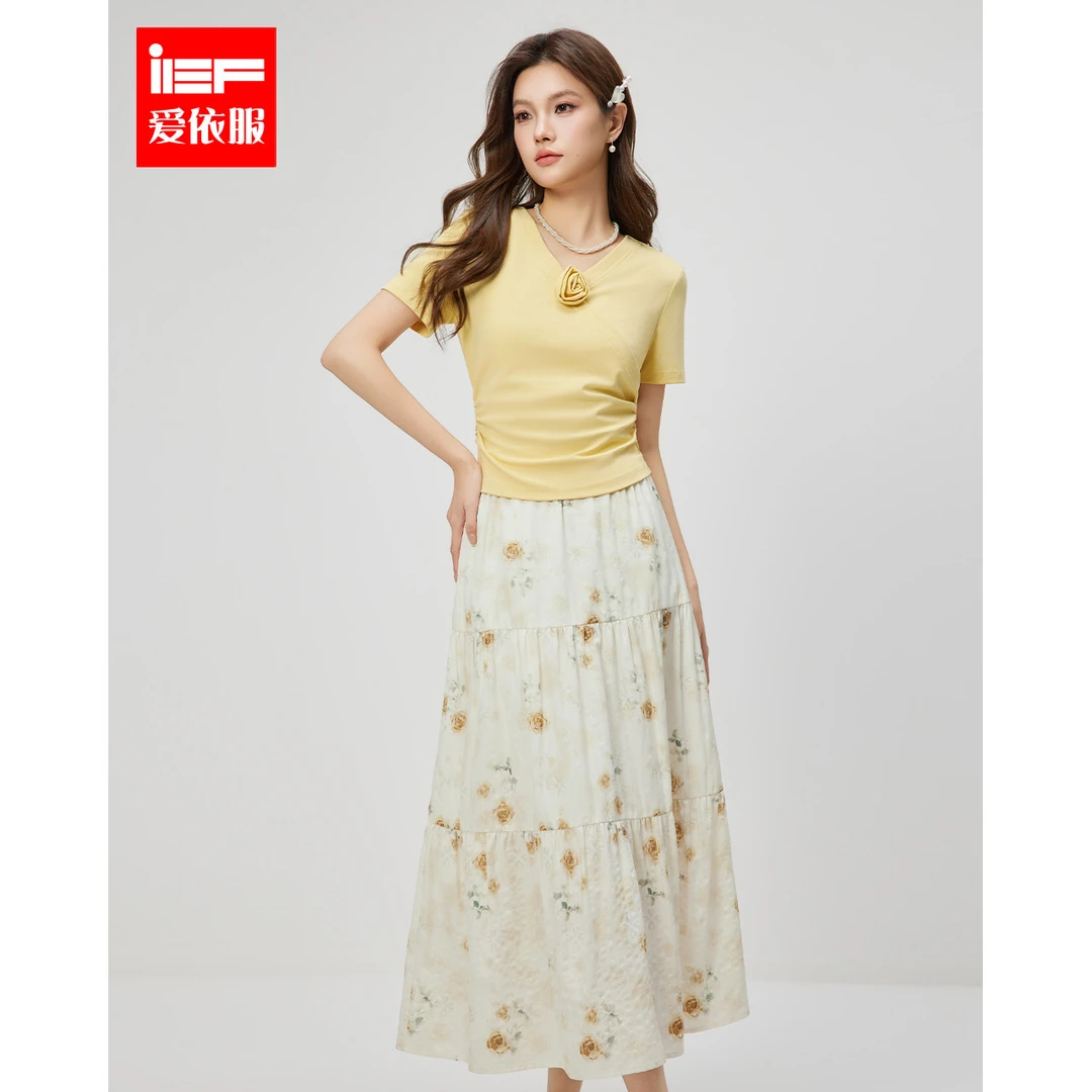 IEF/爱依服2025夏季新款法式田园温柔风时尚小女人显瘦上下套裙