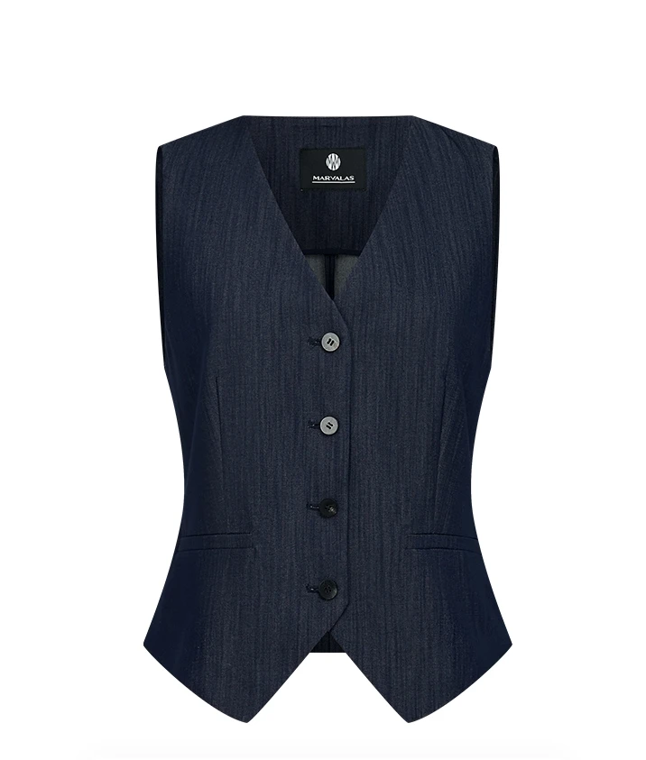 【商场同款】曼德诗冰丝牛仔马甲夏季纯色透气马夹外套M418010851