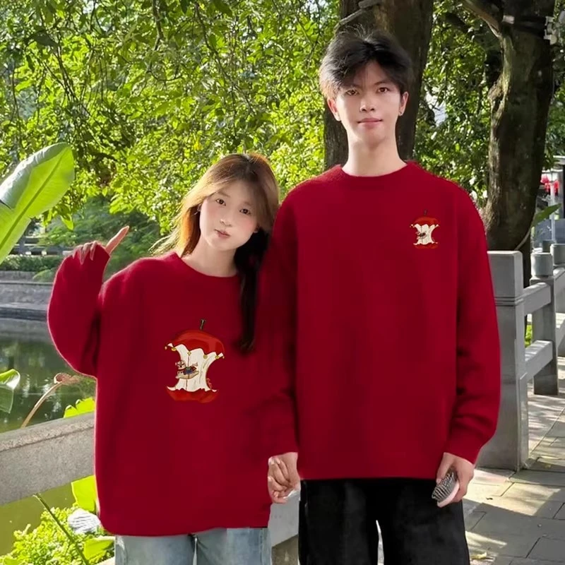 大码300斤情侣装复古毛衣2026年新款马本命年设计感保暖针织衫女