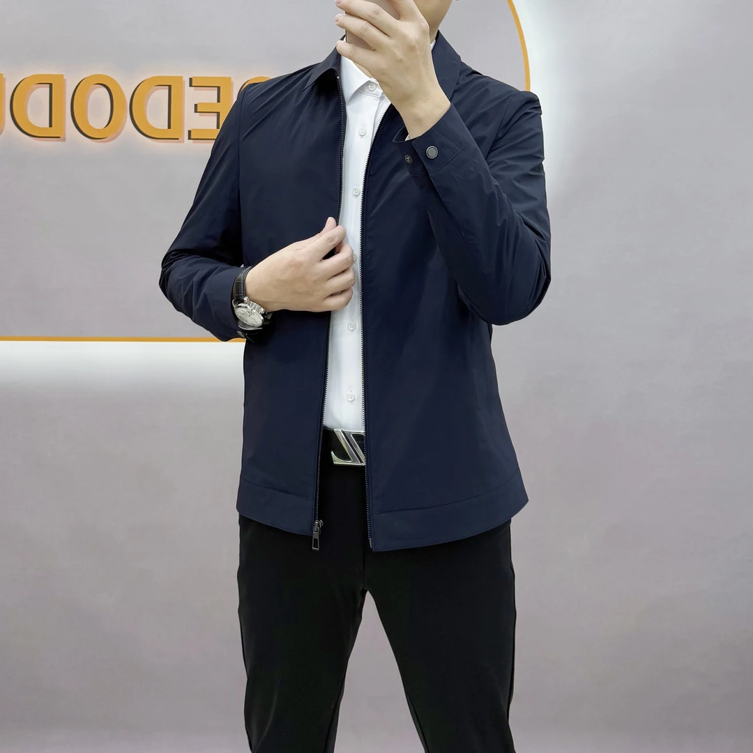 男士春秋季修身行政夹克翻领男士百搭商务夹克春秋夹克外套男款