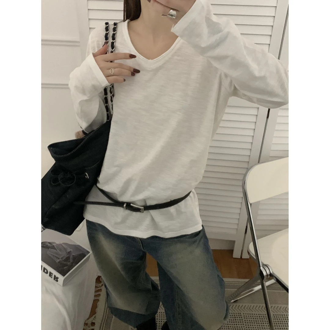 【基础tee打底衫】经典休闲V领基础风百搭打底Tee414