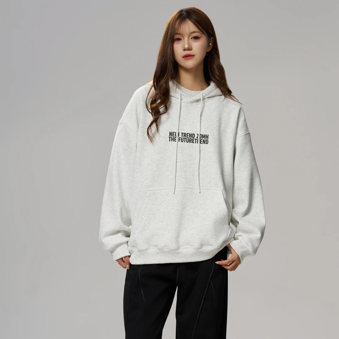 ZMOH休闲加绒连帽卫衣长袖时尚百搭印花印花秋冬宽松复古重磅美式