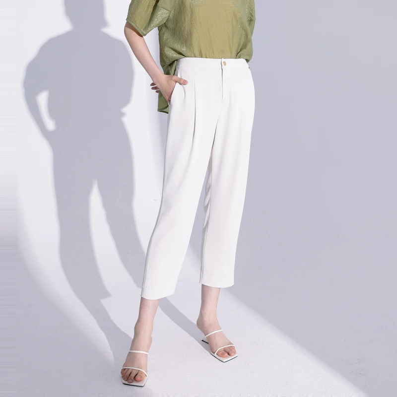 婉甸2025夏季新品沙米色长裤铅笔裤1242P17RSBYX