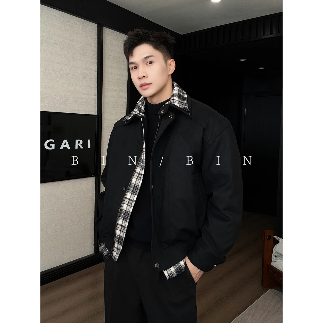 冬日氛围感「复古巴恩风」美式复古冬季假两件夹克羽绒服外套男