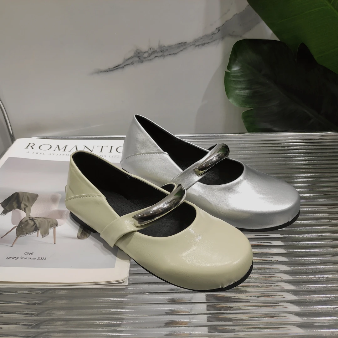 小众文艺风金属平底玛丽珍鞋女圆头复古气质单鞋8807
