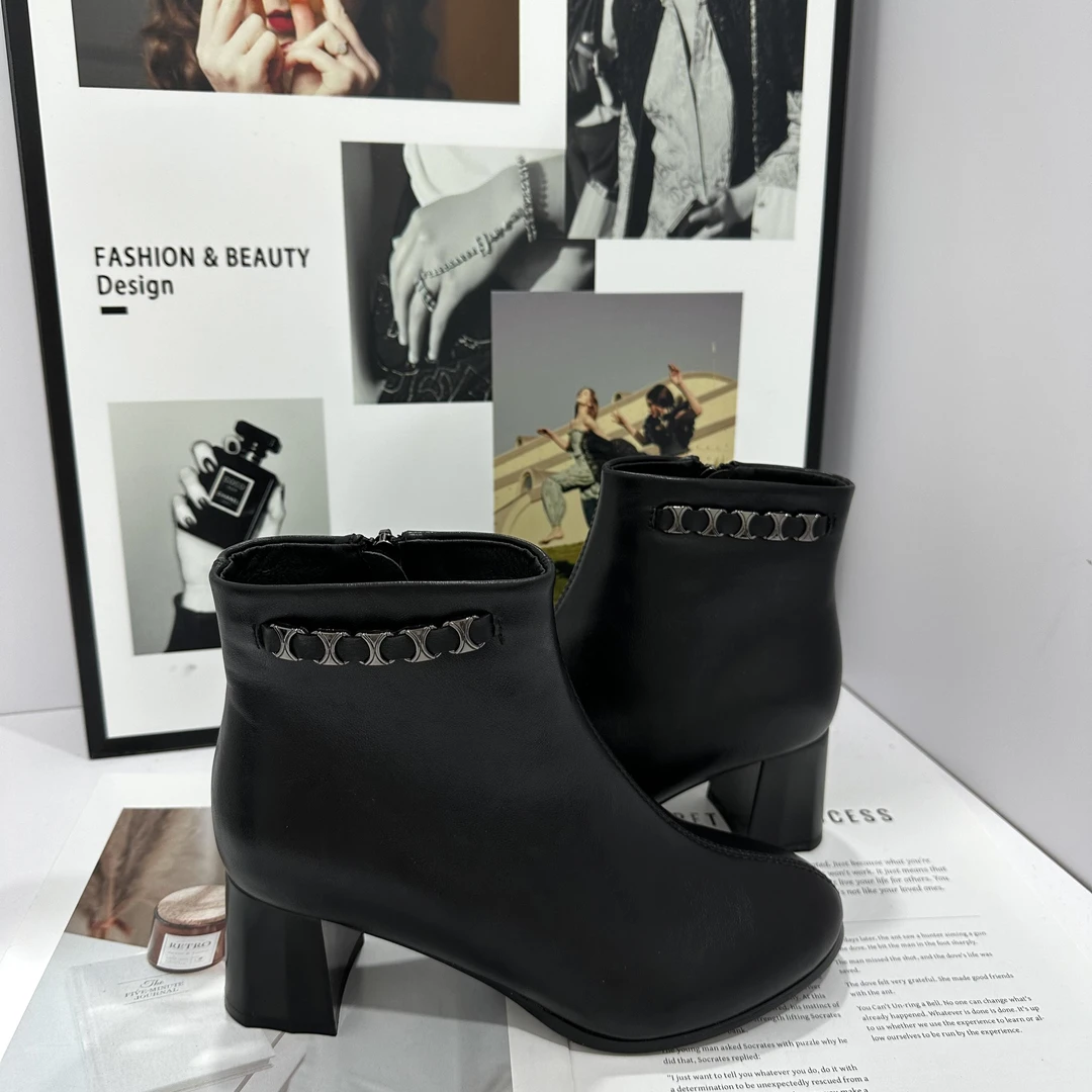 新款方头粗跟舒适厚底不累脚百搭款长款女靴4759B