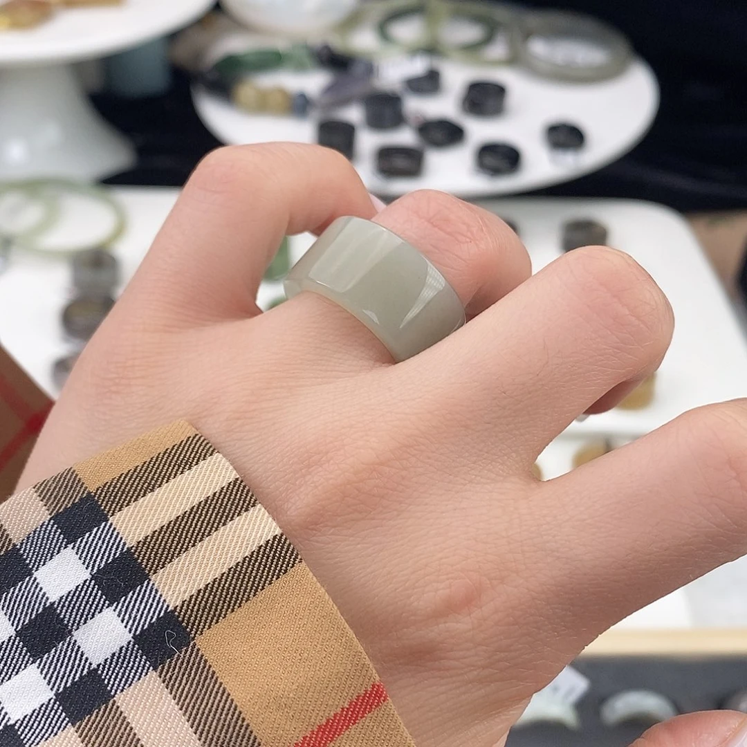 和田玉（糖玉）未镶嵌戒指G112晴水直切17.0