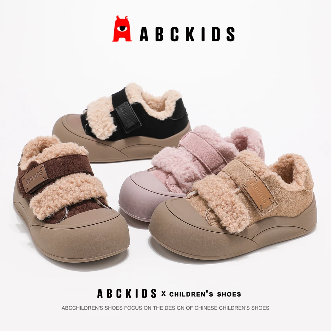 Abckids儿童新款冬季加绒防滑男女童板鞋运动鞋保暖SY553603806AX
