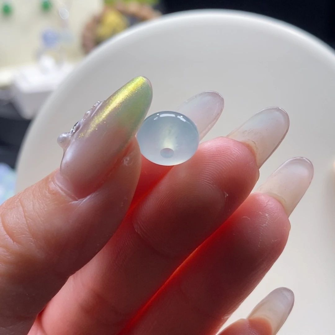 翡翠未镶嵌颈饰翡翠冰晴色鼓珠