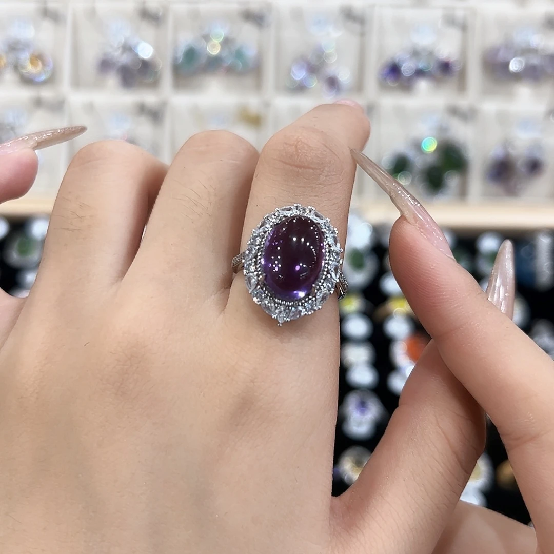 慧***哥银S925镶嵌戒指紫晶