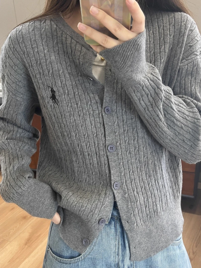 秋季大码女装刺绣针织衫开衫女新款麻花毛衣短外套女外搭上衣