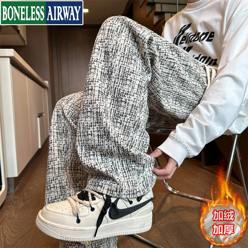 BONELESS AIRWAY灯芯绒脏脏裤子男士秋冬季加绒加厚保暖休闲长裤