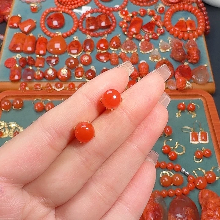 南红玛瑙银S925镶嵌8+