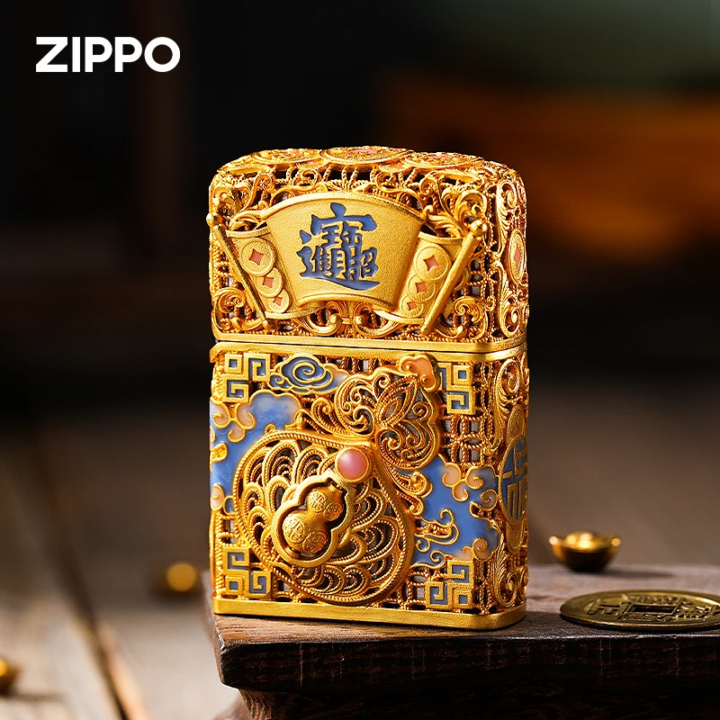 ZIPPO/之宝打火机【金镶玉节节高升】玉竹葫芦防风煤油打火机DYX1