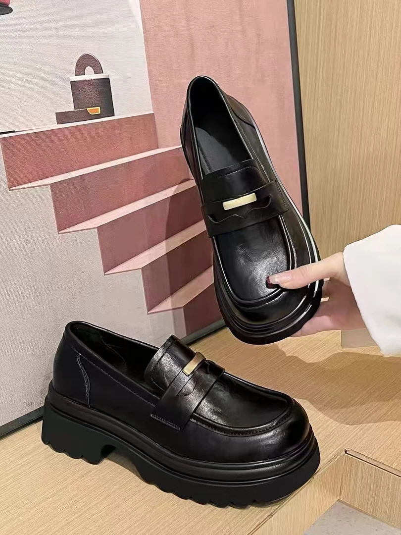 217-19厚底百搭乐福鞋女新款春夏款女款轻便不累脚英伦风小皮鞋