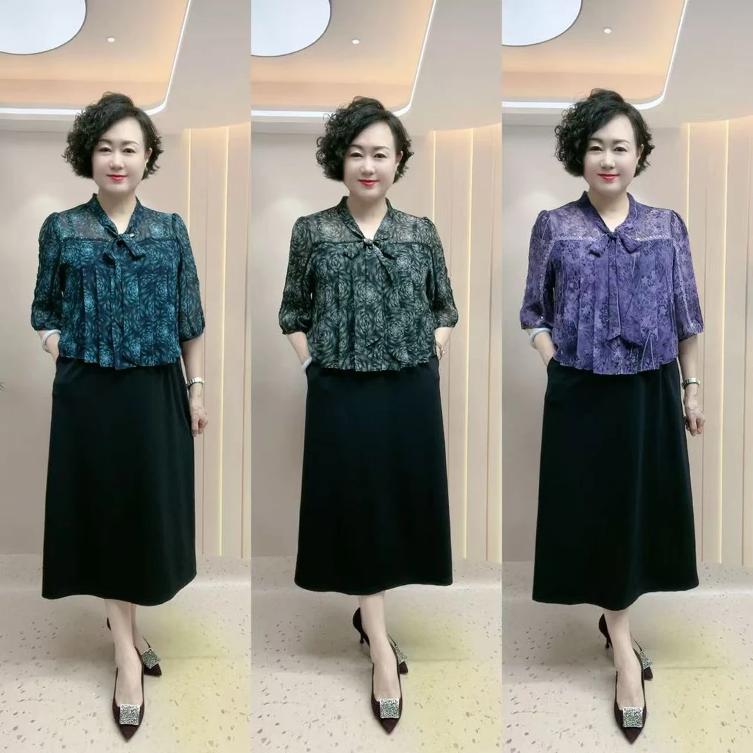 8251#遮肉显瘦假两件连衣裙