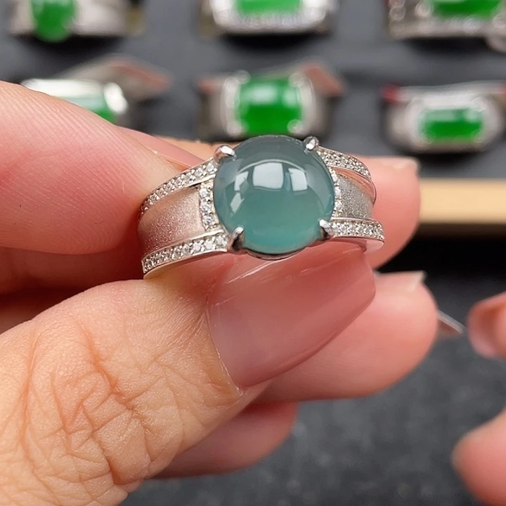 翡翠银S925镶嵌戒指编号3259没运费险