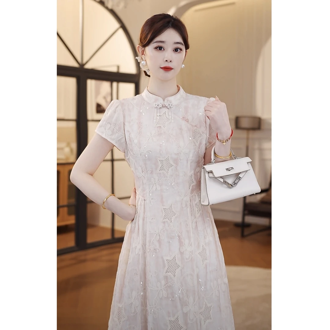 【嘉嘉JIANG】绘锦绣梦 新中式国风盘扣收腰长款连衣裙 XJ251L1153