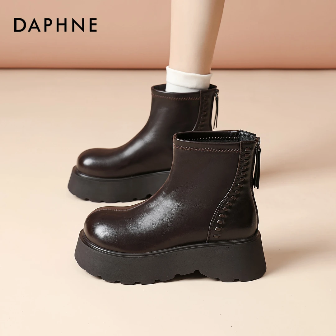 达芙妮2025爆款超火马丁靴女小个子厚底增高加绒保暖切尔西短靴子