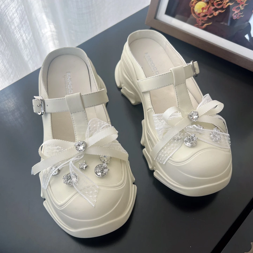 蝴蝶结小香风厚底包头拖鞋S29C596192