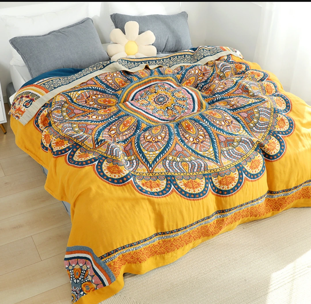 【火莲花】240*240轻奢重工艺可机洗床盖