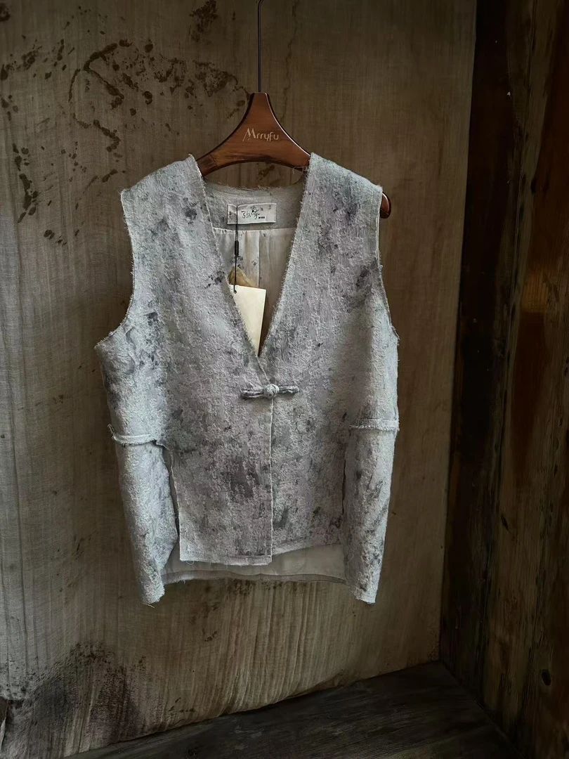 NatureDye 【美侖美奂】KL563078-1 原创设计复古植物染提花马甲