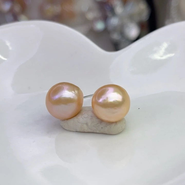 耳饰银S925镶嵌淡水珍珠