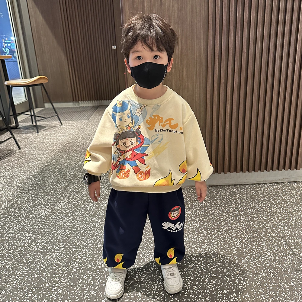 哪吒童装男童春装套装2025新款儿童春秋季酷帅洋气时髦宝宝衣服潮