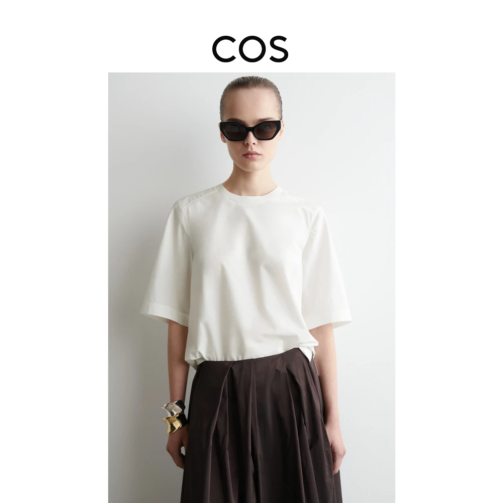 COS女装  标准版型梭织棉质上衣白色2025夏季新品1285094002