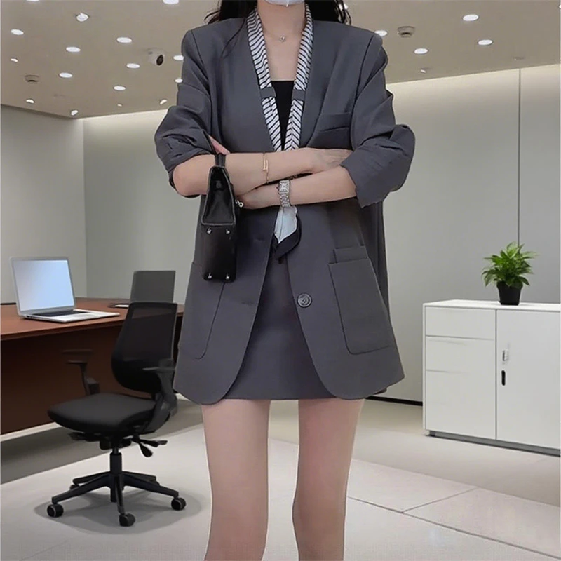 高级感通勤职场气质西装短裙套装女2025夏季新款外套半身裙两件套
