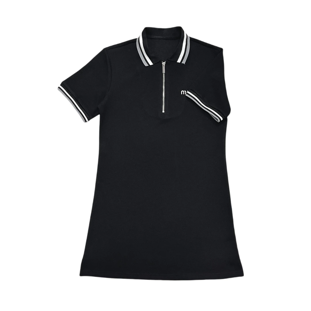 夏季套头polo领百搭显瘦简约连衣裙7683