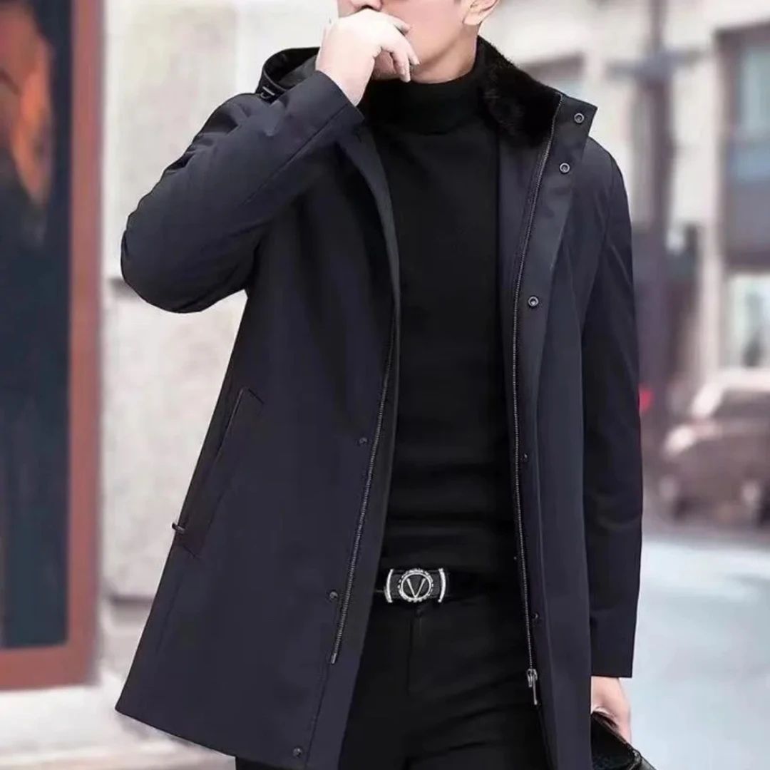 8816（水 貂内胆）新款加厚派克服男皮毛一体保暖外套整貂短款大衣