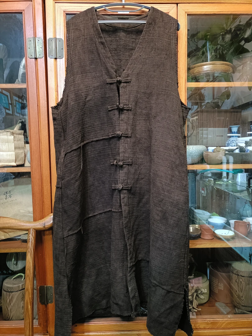 植物染色火草布长款马甲（衣长117厘米胸围140厘米）