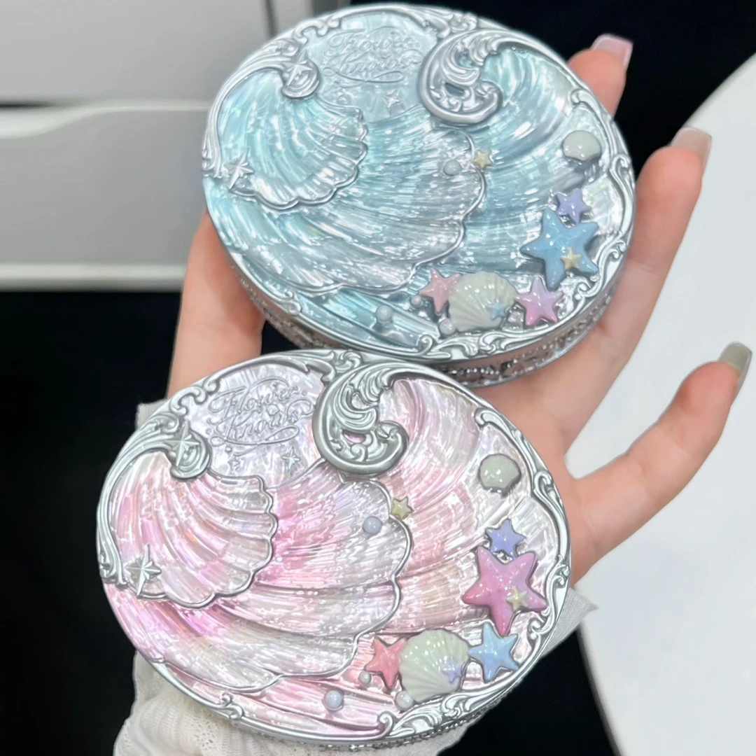 花知晓贝壳珍珠蜜粉饼定妆提亮持久控油持妆柔焦正品