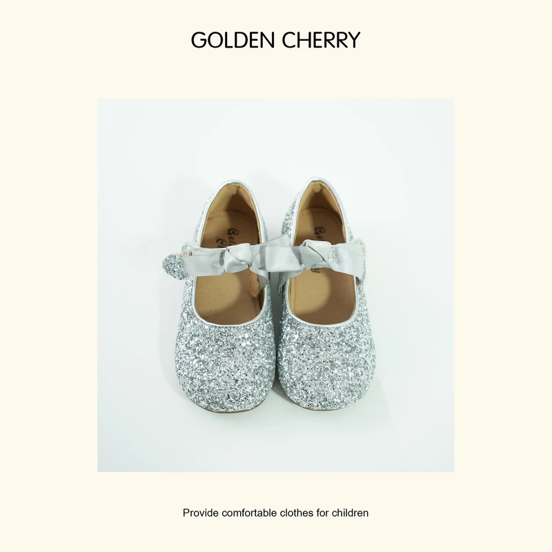 女童高定蝴蝶结洋气百搭亮晶晶皮鞋