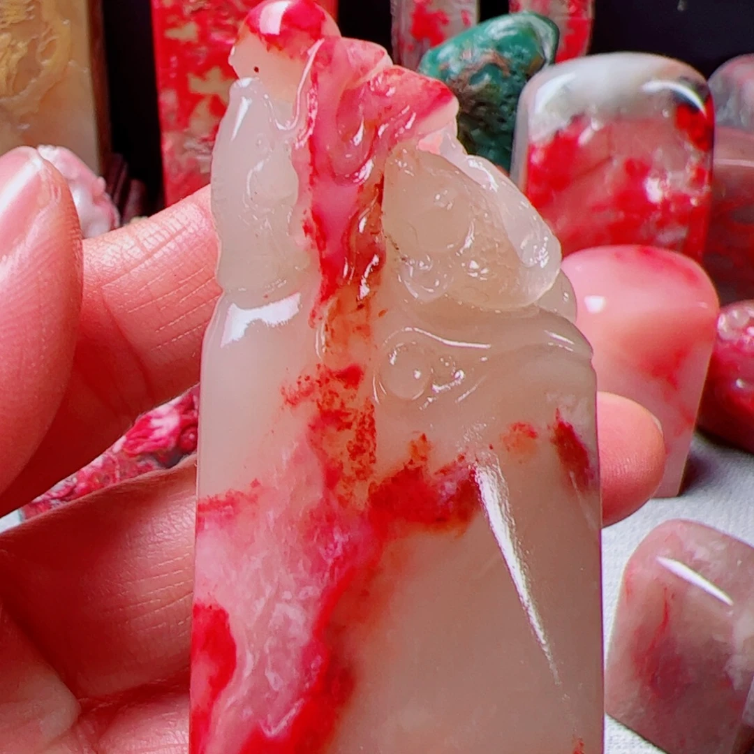 用***6巴林石巴林鸡血石印章