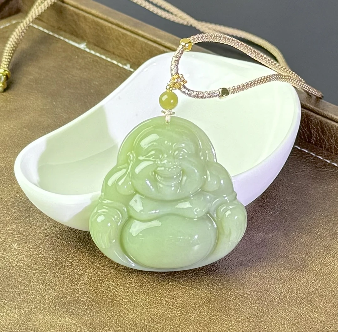 新疆和田玉笑口常开大肚佛吊坠