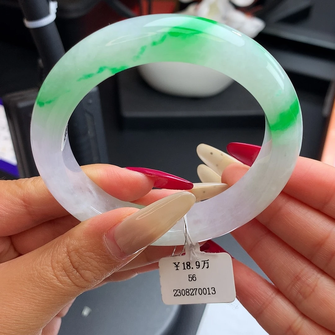 未镶嵌手镯翡翠56正圈冰春彩