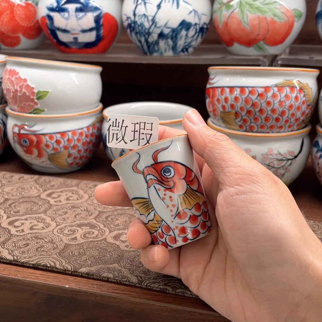 釉下彩纯手绘有瑕