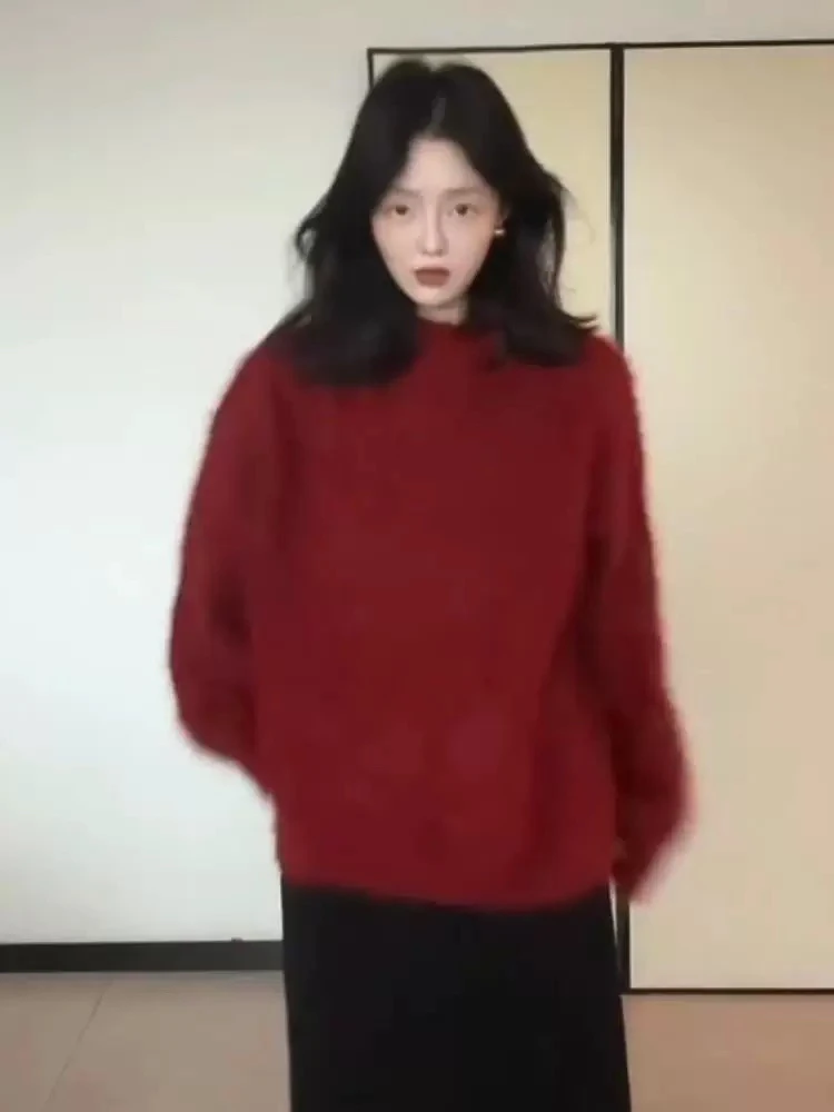 显白洋气冬季新款红色浣熊绒连帽卫衣软糯时尚新年战袍外穿超好看