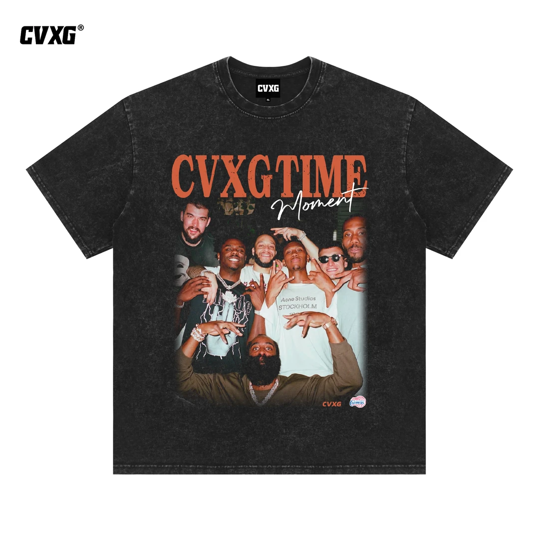 CVXG美式商店（快船全家福）美式重磅纯棉T恤上衣新款篮球康利直喷